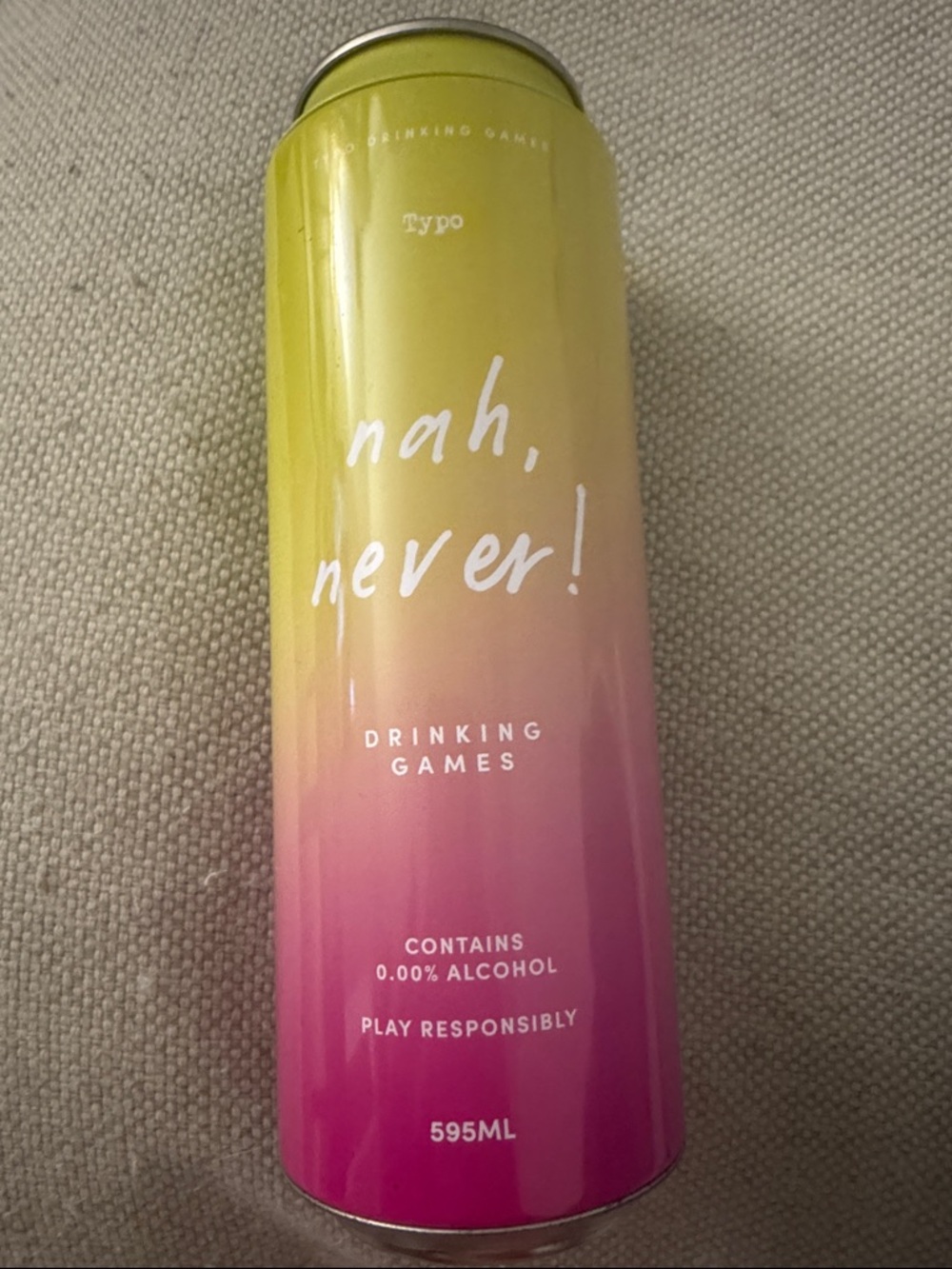 Nah, Never! Gradient Drinking Games Can - Pink/Yellow